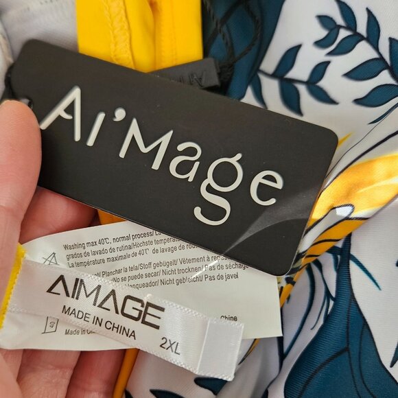 Womens 2XL Floral Print Backless Swimdress Tummy Control Beach Pool Sexy - Picture 10 of 11